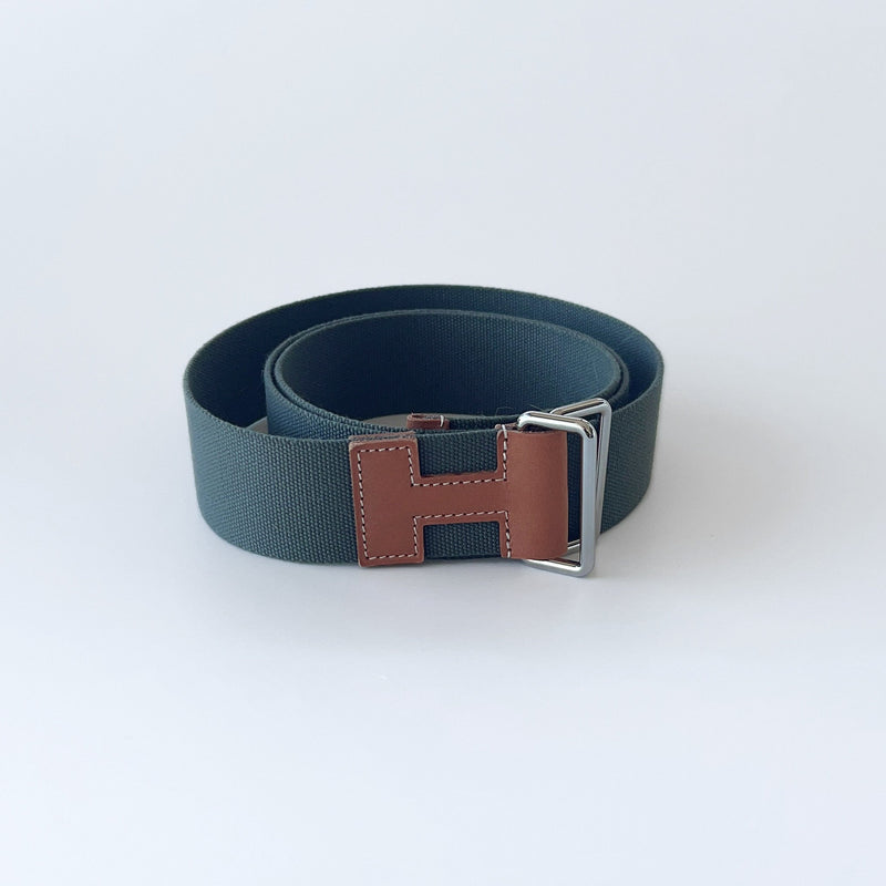 Hermes Nomade 40 Belt In Khaki With A Gold Leather Buckle - Found Fashion
