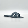 Hermès Women's Oran Sandal, 37, Bleu Tonnerre