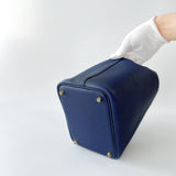 Hermes Picotin Lock Bag 18 In Bleu Saphir Leather And Gold Hardware - Found Fashion