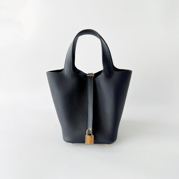 Hermes Picotin Lock Bag 18 In Caban Clemence Leather And Gold Hardware - Found Fashion