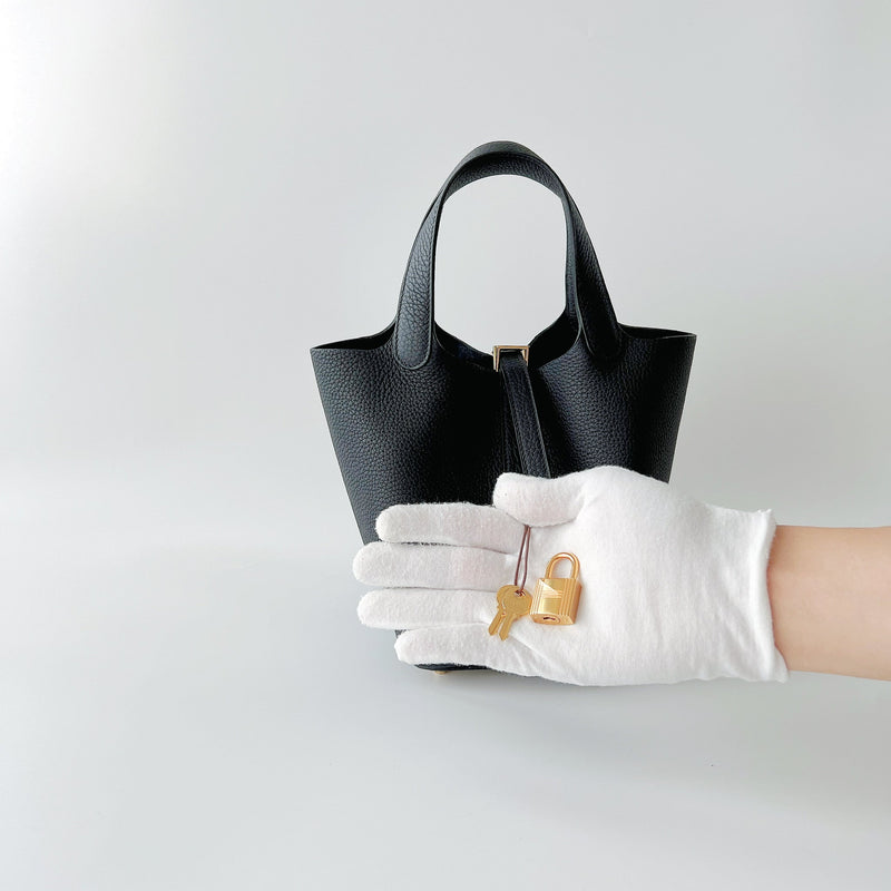 Hermes Picotin Lock Bag 18 In Caban Clemence Leather And Gold Hardware - Found Fashion