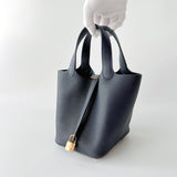 Hermes Picotin Lock Bag 18 In Caban Clemence Leather And Gold Hardware - Found Fashion