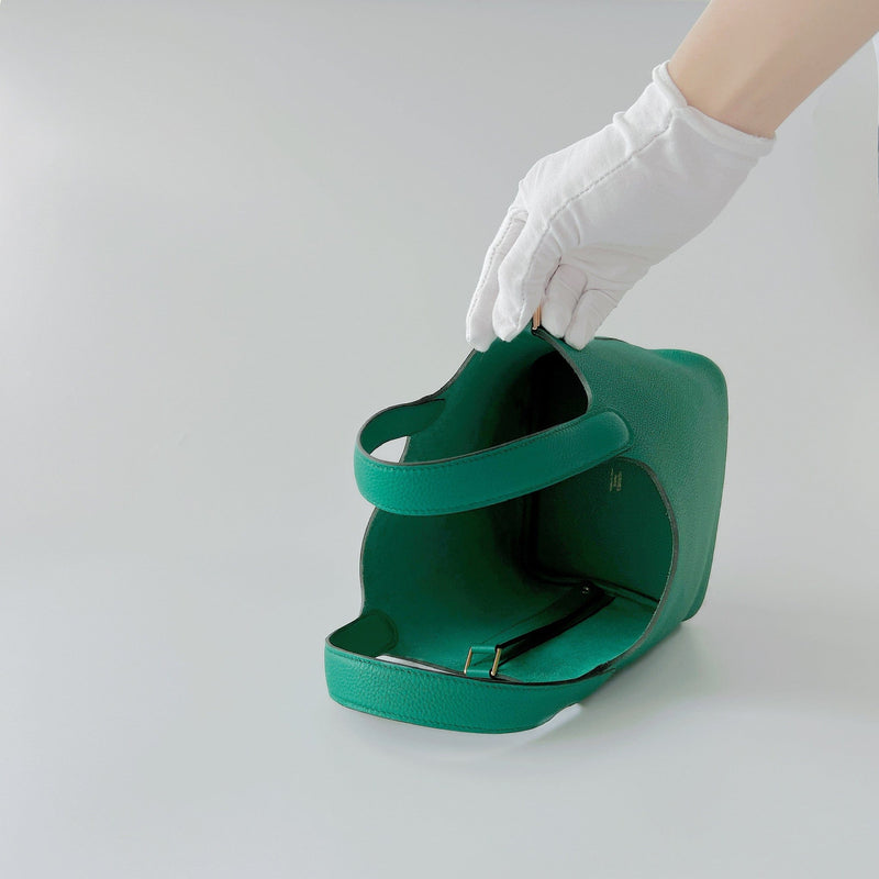 Hermes Picotin Lock Bag 18 In Vert Jade, Green Taurillon Maurice Leather And Gold Hardware - Found Fashion
