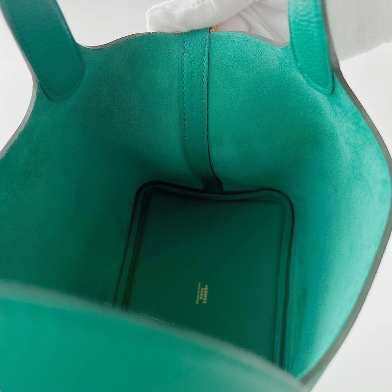 Hermes Picotin Lock Bag 18 In Vert Jade, Green Taurillon Maurice Leather And Gold Hardware - Found Fashion