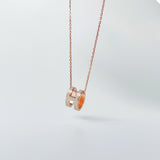 Hermes Pop H Necklace In Marron Glace And Rose Gold - Found Fashion