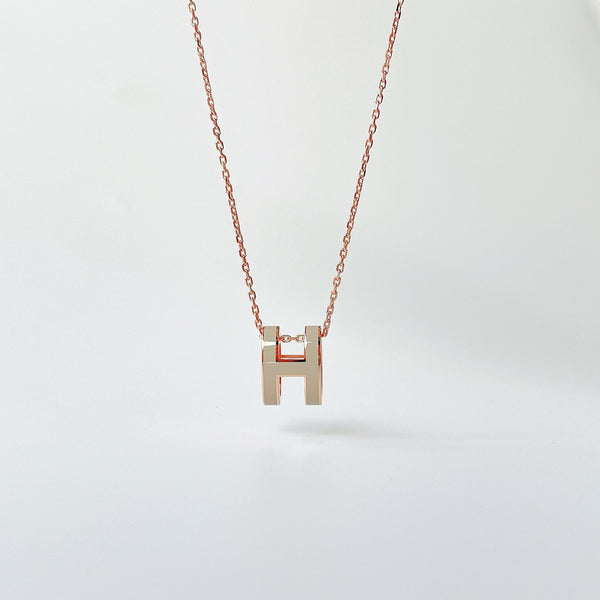Hermes Pop H Necklace In Marron Glace And Rose Gold - Found Fashion