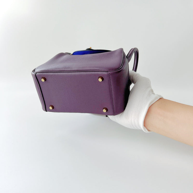 Hermes Rare Mini Lindy In Cassis And Royal Bleu, With Gold Hardware - Found Fashion