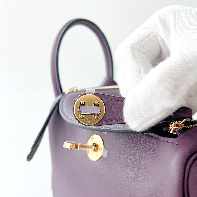 Hermes Rare Mini Lindy In Cassis And Royal Bleu, With Gold Hardware - Found Fashion
