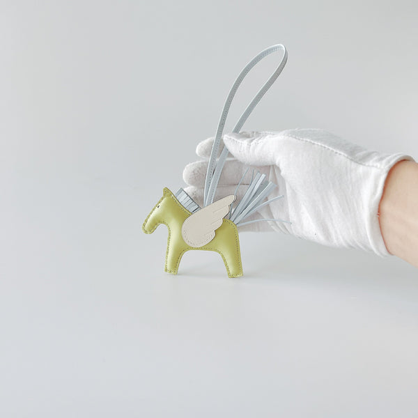 Hermes Rodeo PM Charm In Jaune Bourgeon, Bleu Brume And Nata - Found Fashion