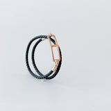Hermes Roulis Double Tour Bracelet In Black With A Rose Gold Closure - Found Fashion