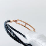Hermes Roulis Double Tour Bracelet In Black With A Rose Gold Closure - Found Fashion