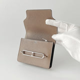 Hermes Roulis Slim Wallet In Etoupe And Silver Hardware - Found Fashion