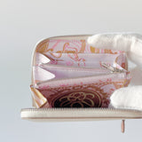 Hermes Silk'In Compact Wallet In Nata With A Mauve Sylvestre Printed Silk Interior - Found Fashion