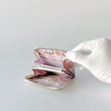 Hermes Silk'In Compact Wallet In Nata With A Mauve Sylvestre Printed Silk Interior - Found Fashion