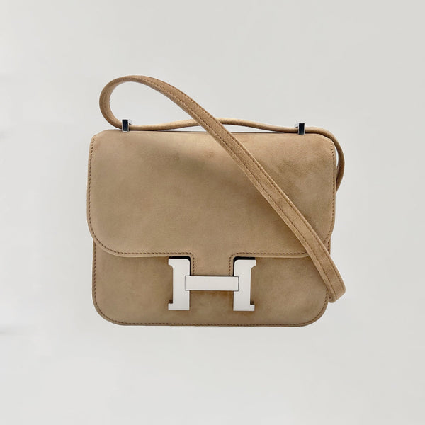 Hermès Suede Mini Constance Veau Doblis 18cm | Ocre - Found Fashion