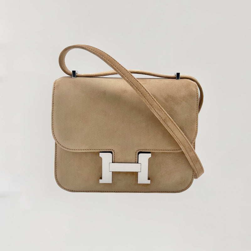 Hermès Suede Mini Constance Veau Doblis 18cm | Ocre - Found Fashion