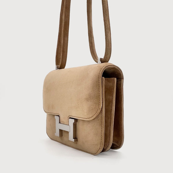 Hermès Suede Mini Constance Veau Doblis 18cm | Ocre - Found Fashion