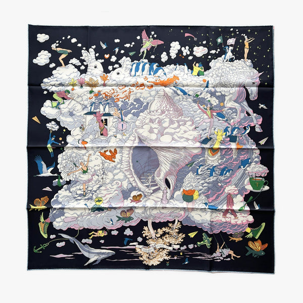 Hermes Sur Mon Nuage Scarf In Bleu Noir - Found Fashion