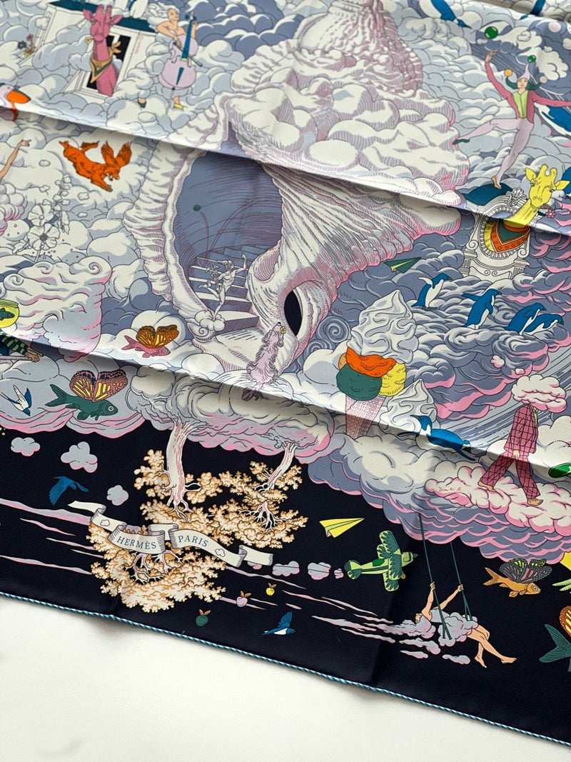Hermes Sur Mon Nuage Scarf In Bleu Noir - Found Fashion