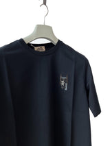 Hermes Medium T-shirt Mini Patch Cuir In Marine Blue