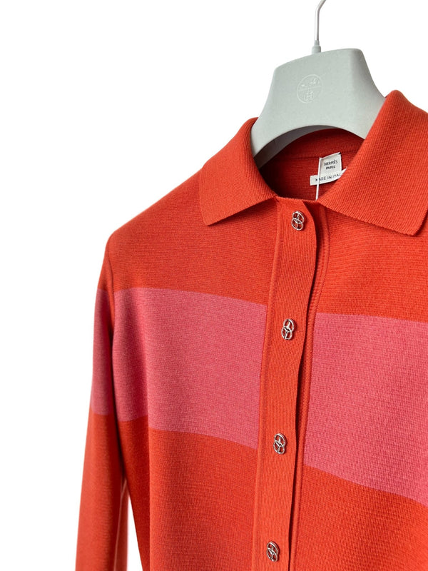 Hermes Veste "Cliquetis Finesse Multicolore" Twillaine Cardigan | Rose Boisé