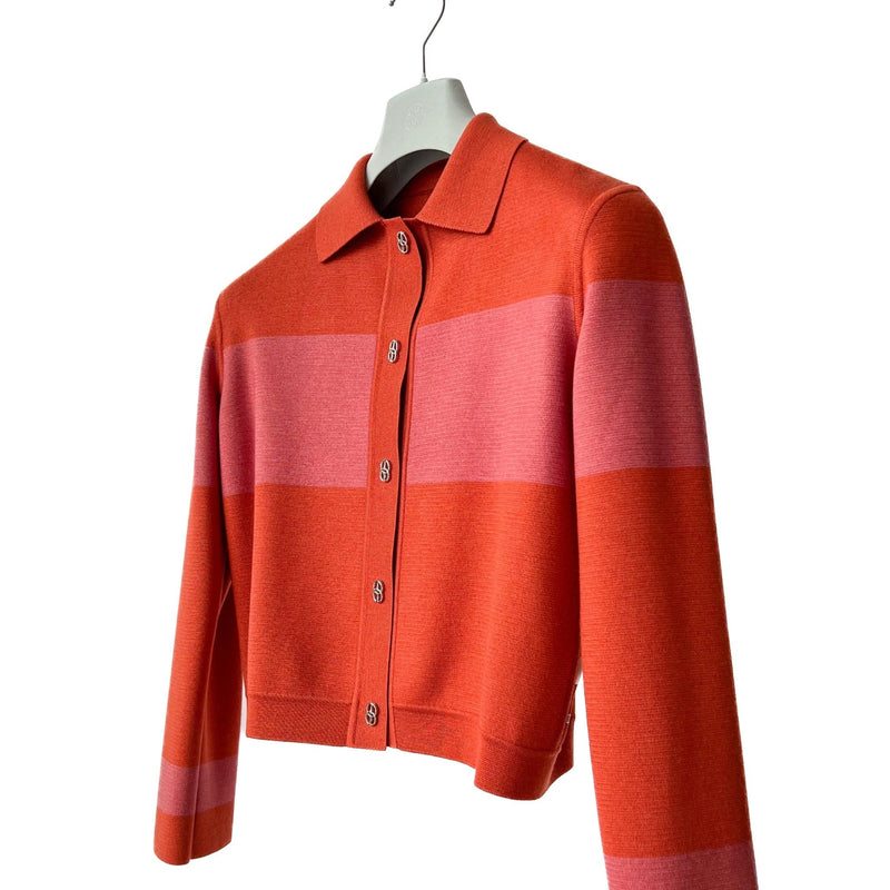 Hermes Veste "Cliquetis Finesse Multicolore" Twillaine Cardigan | Rose Boisé