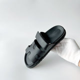 Hermes Women’s Chypre Sandal In Black | Size 37.5 EU - Found Fashion