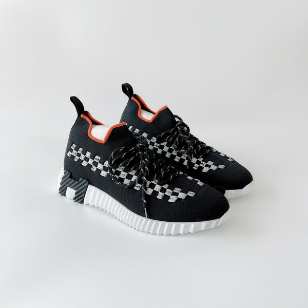 Hermes Women's Flex Sneakers In Black And White, Size 38 - Found Fashion