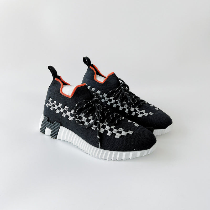 Hermes Women's Flex Sneakers In Black And White, Size 38 - Found Fashion