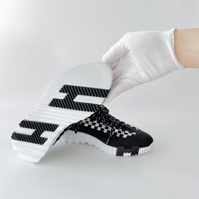 Hermes Women's Flex Sneakers In Black And White, Size 38 - Found Fashion