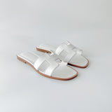 Hermes Women's Oran Sandal In White, Size 37.5 - Found Fashion