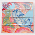 Hermès Cheval Sirene Double Face Scarf 90, Bleu Ciel, Rose Poudre & Blanc