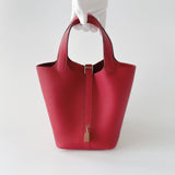 Hermes Picotin Lock Bag 18 In Red Vermillon Leather And Gold Hardware