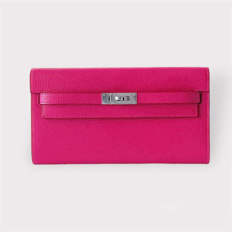 Hermes Kelly Classique To Go Wallet, In Pink, Rose Mexico Epsom Leather