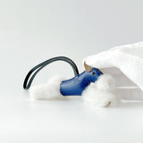 Hermes Budy Charm In Navy Blue | Merino Shearling And Leather, Bleu Saphir