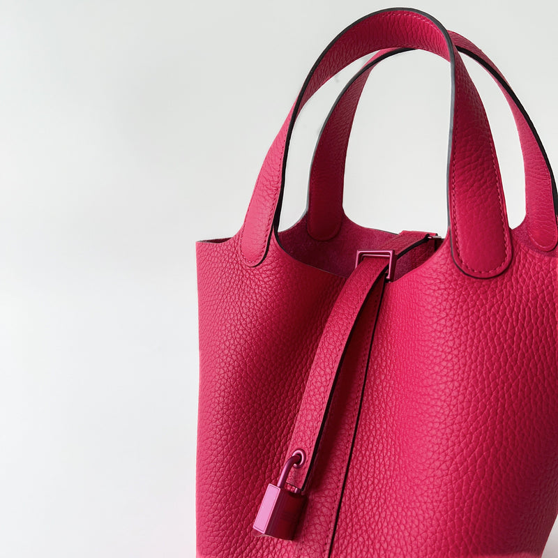 Hermes Rare Picotin Lock Bag 18 In So Pink, Rose Mexico Clemence Leather And Pink Hardware