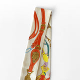 Hermes Brides de Gala Applique Pique Twilly In Cream, Orange And Yellow