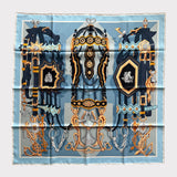 Hermes Brides et Destin Scarf In Bleu Jean / Mordoré / Ciel