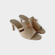Hermès Women's Cute Sandals, 38.5, Beige Suede, Rose Gold Hardware