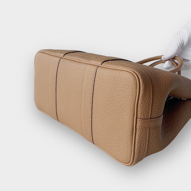 Hermès Garden Party 30 Bag In Biscuit Negonda Leather, Palladium Hardware