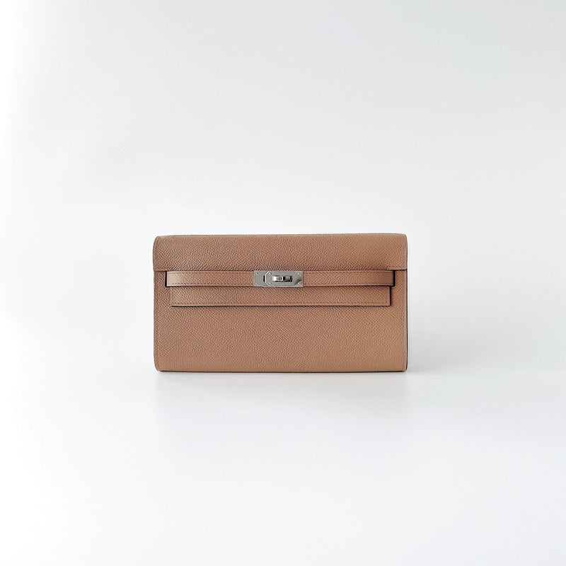 Hermes Rare Kelly Classique To Go Wallet, Chai And Mauve Sylvestre