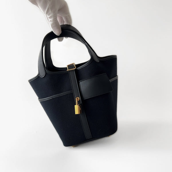 Hermes Cargo Picotin Lock Bag 18 In Black Cargo With Gold Hardware