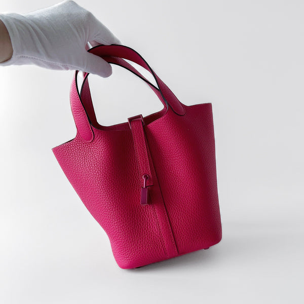 Hermes Rare Picotin Lock Bag 18 In So Pink, Rose Mexico Clemence Leather And Pink Hardware