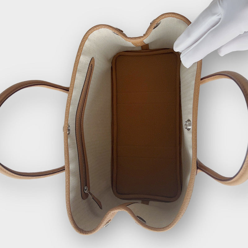 Hermès Garden Party 30 Bag In Biscuit Negonda Leather, Palladium Hardware