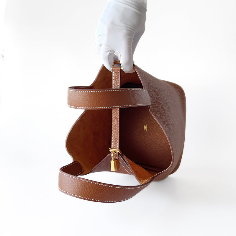 Hermes Picotin Lock 22 Bag In Gold Clemence Leather And Gold Hardware