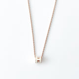 Hermes Mini Pop H Necklace In White & Rose Gold