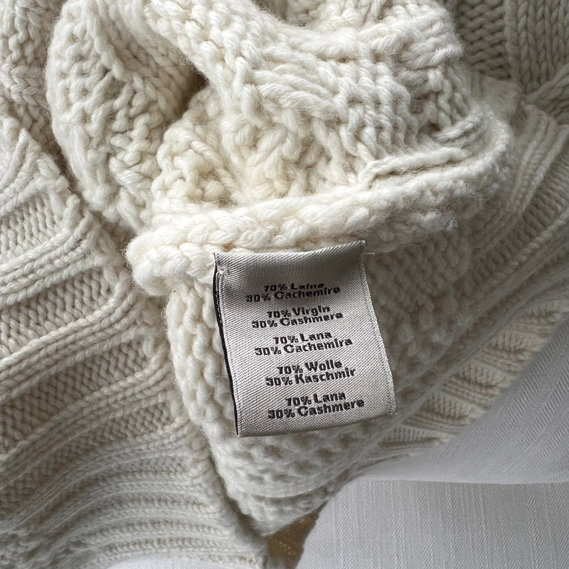 Hermes Men's "Yoke Torsade" Turtleneck Sweater In Ivory, Size M