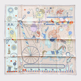 Hermes Tea For Two Scarf 90 In Rose Poudré / Blanc / Bleu