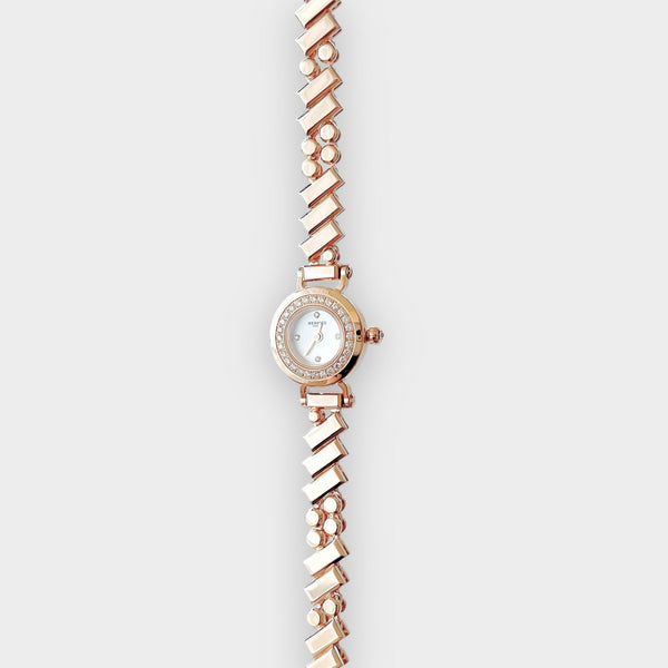 Hermes Faubourg Polka Watch In Rose Gold And Diamonds, Mini Model, 15mm