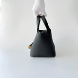 Hermes Picotin Lock Bag 18 In Graphite Grey Leather And Gold Hardware